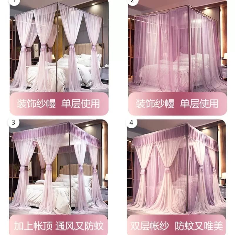 Mosquitera con dosel rosa para cama de 180x220 cm que evita picaduras y decora el cuarto 8