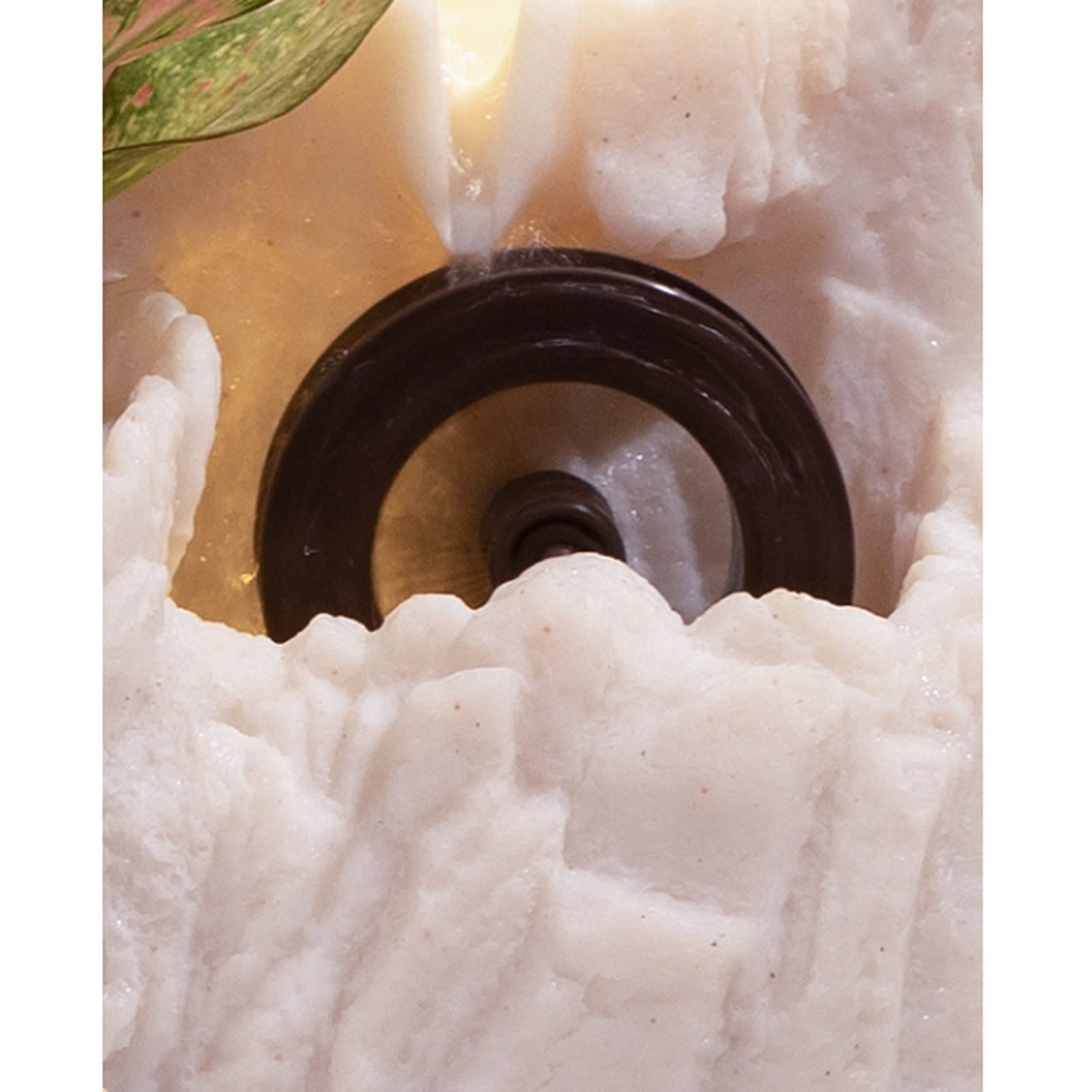 Fuente de mesa decorativa para interior, fuente de agua con cascada, de resina, con iluminación LED, bomba de agua, Zen, decoración para salón, dormitorio, oficina, 24 x 19 x 35,5 cm, Blanco