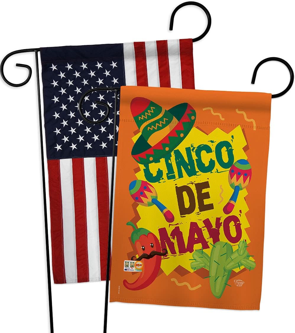 Cinco de Mayo Garden Flag Pack Summer Party Cactus Pinata Sombrero Mexican Fiesta Outdoor Applique House Decoration Banner Small Yard Gift Double-Sided, Thick Fabric, Made in USA