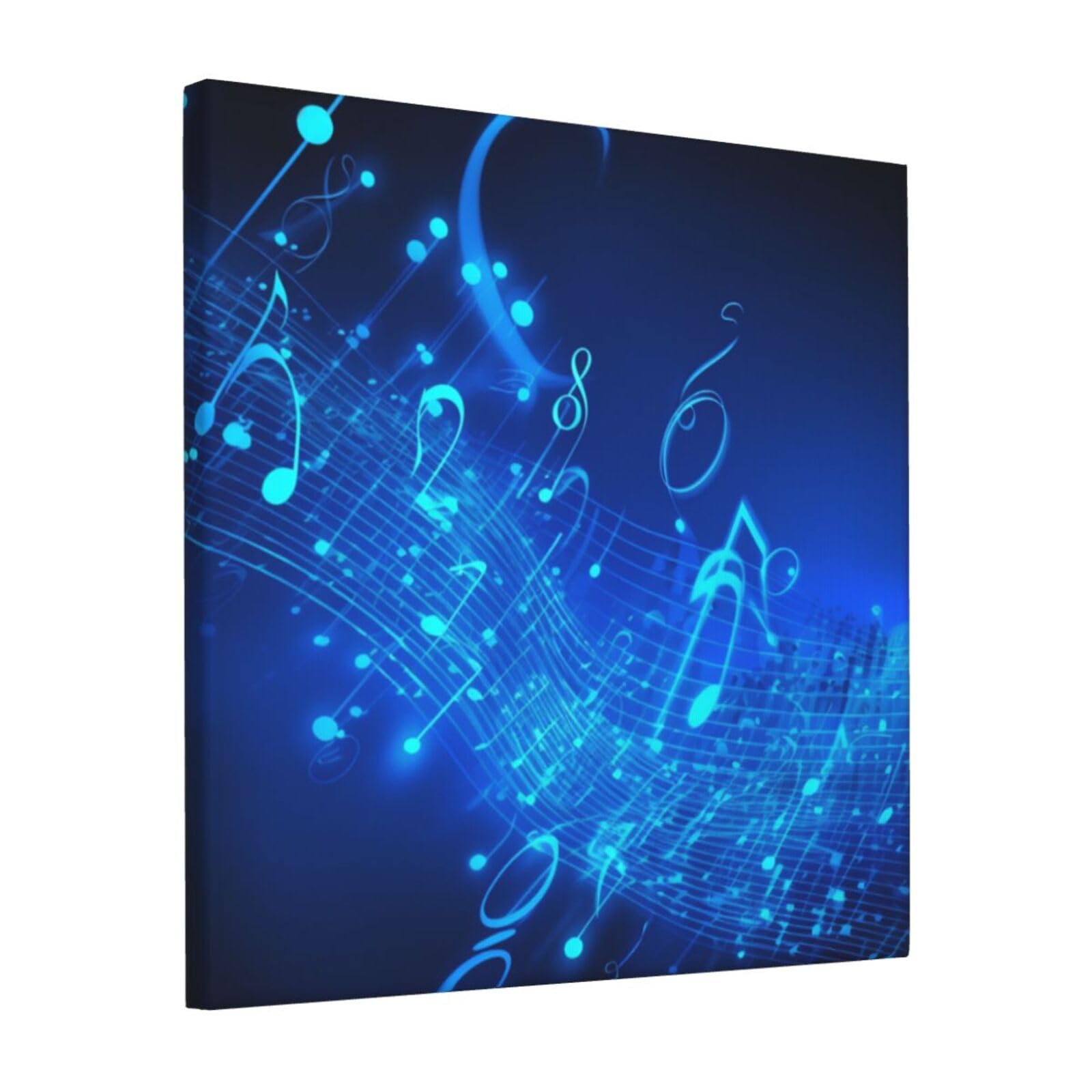 KLOPH Blue Musical Notes Canvas Wall Art for Living Room 12"x12" Modern Artwork Painting for Bathroom Hanging Canvas Prints Aesthetic Wallart for Bedroom Kitchen Office Wall Decor