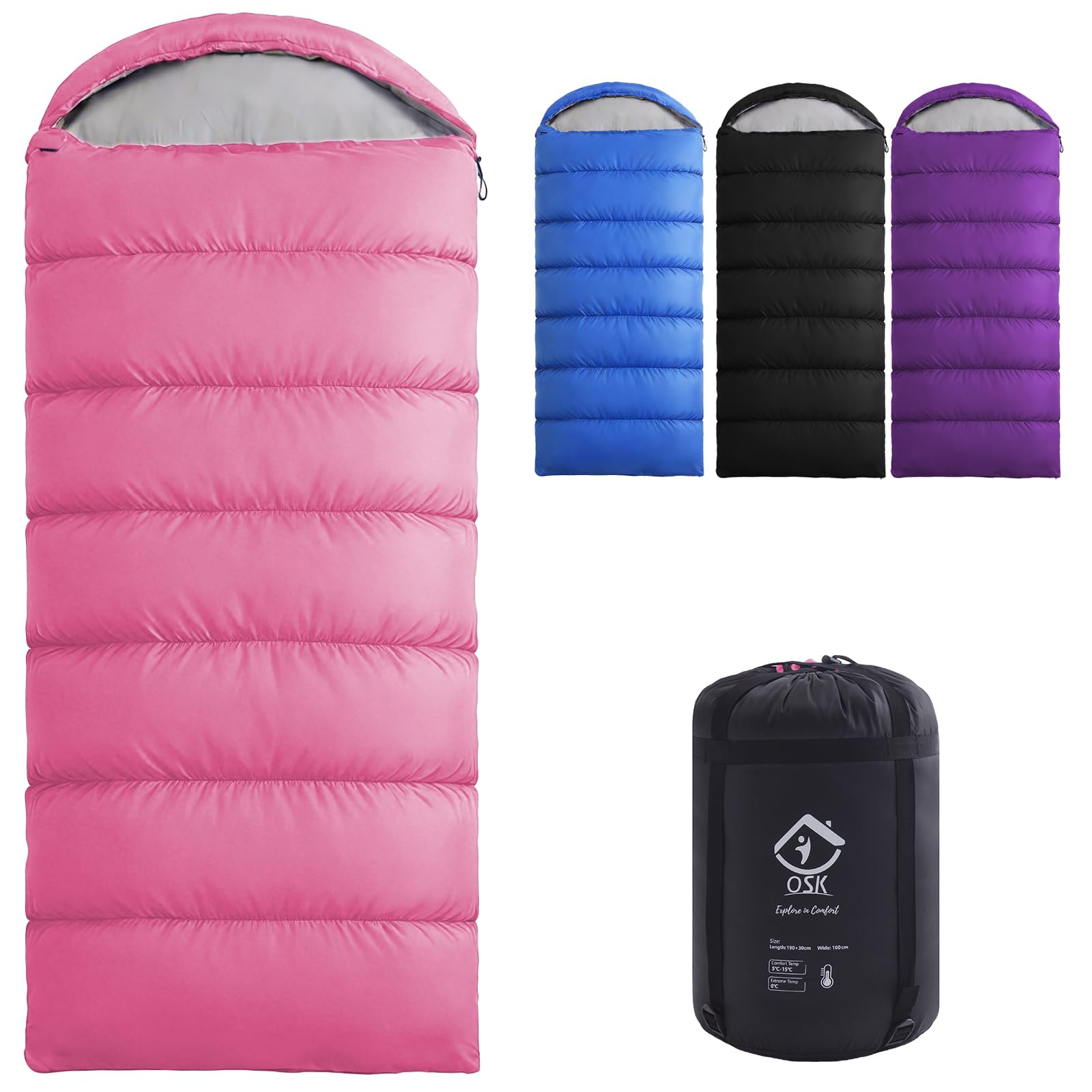 XXL Camping Sleeping Bag - Waterproof & Lightweight -12