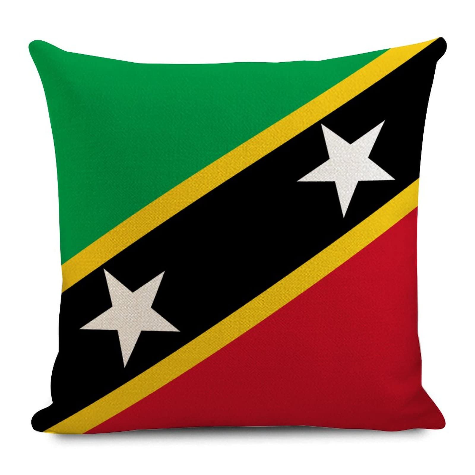 Saint Kitts And Nevis Throw Pillow Cover 18x18in Popular Countries National Flags Cotton Linen Square Pillow Covers Farmhouse Countries Flags Lumbar Pillow Shams for Sofa Couch Bedroom Living Room