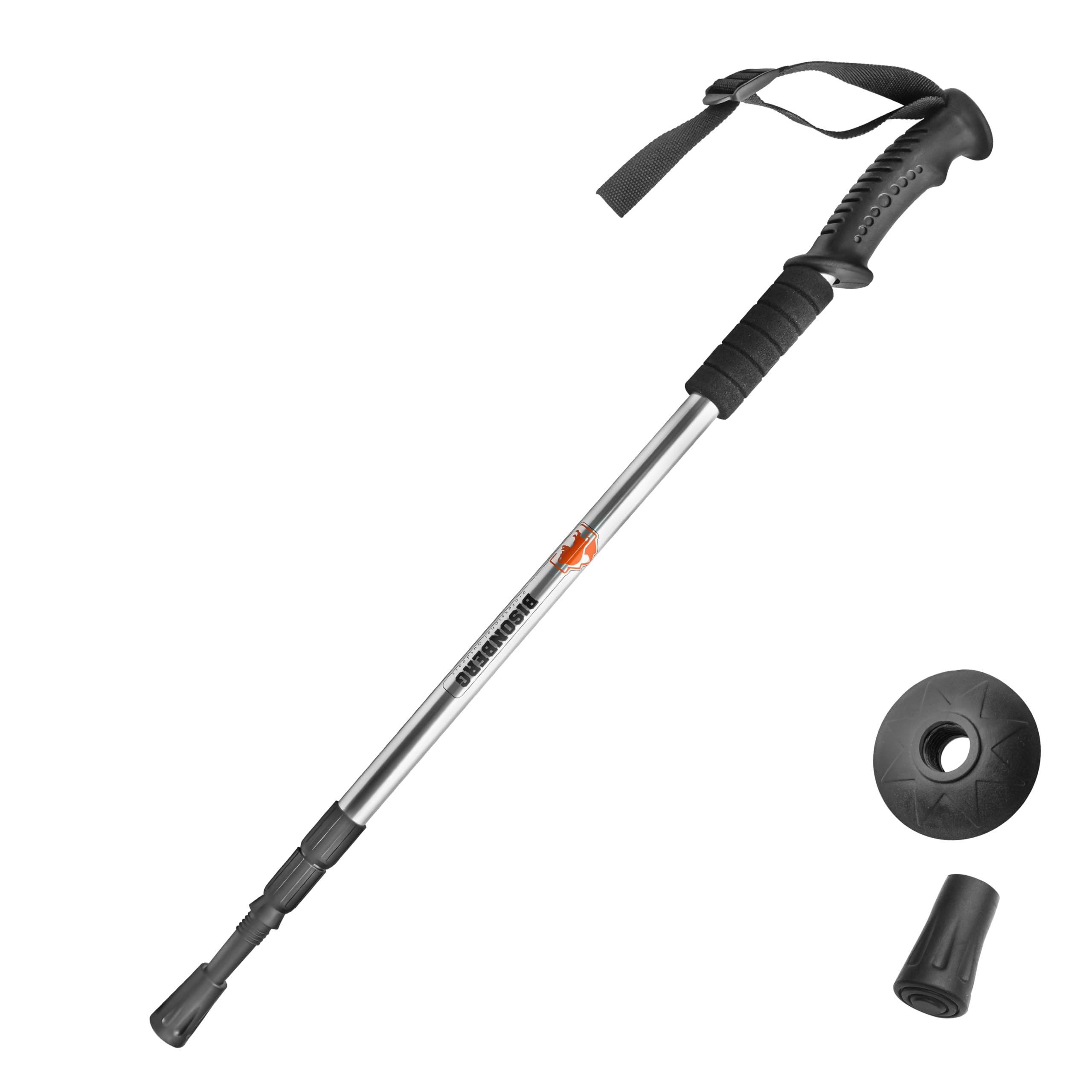 Bisonberg Trekking Pole, 65-130 cm Adjustable Height, Collapsible, Lightweight, Anti Shock, Multicolour, Hiking or Walking Sticks, Adjustable for Trekking with In-Build Compass