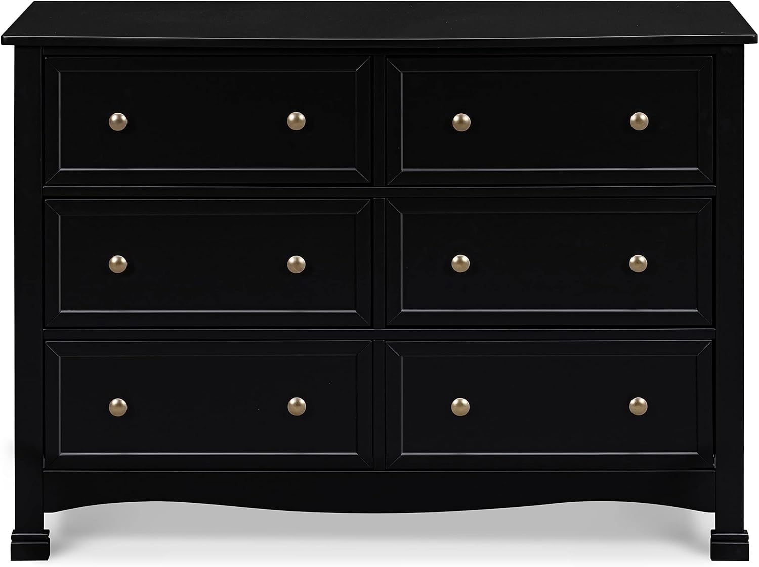 Ebony Horizontal Double Nursery Dresser with 6 Spacious Drawers