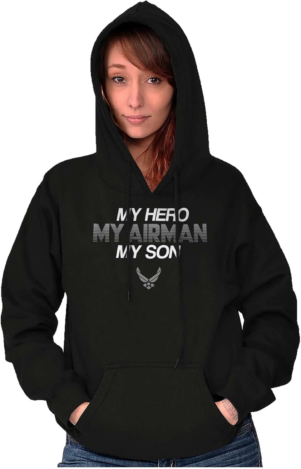 Brisco Brands US Airforce Hero Airman Son Hoodie Sweatshirt Women Men