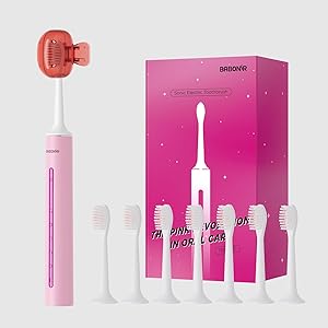 Sonic Electric Toothbrush with 8 Brush Heads for Adults & Kids 3+, Type-C Rechargeable Toothbrush with Cover Cap, 5 Adjustable Modes, SmarTimer, IPX7 Waterproof, One Charge for 180 Days, Light Pink