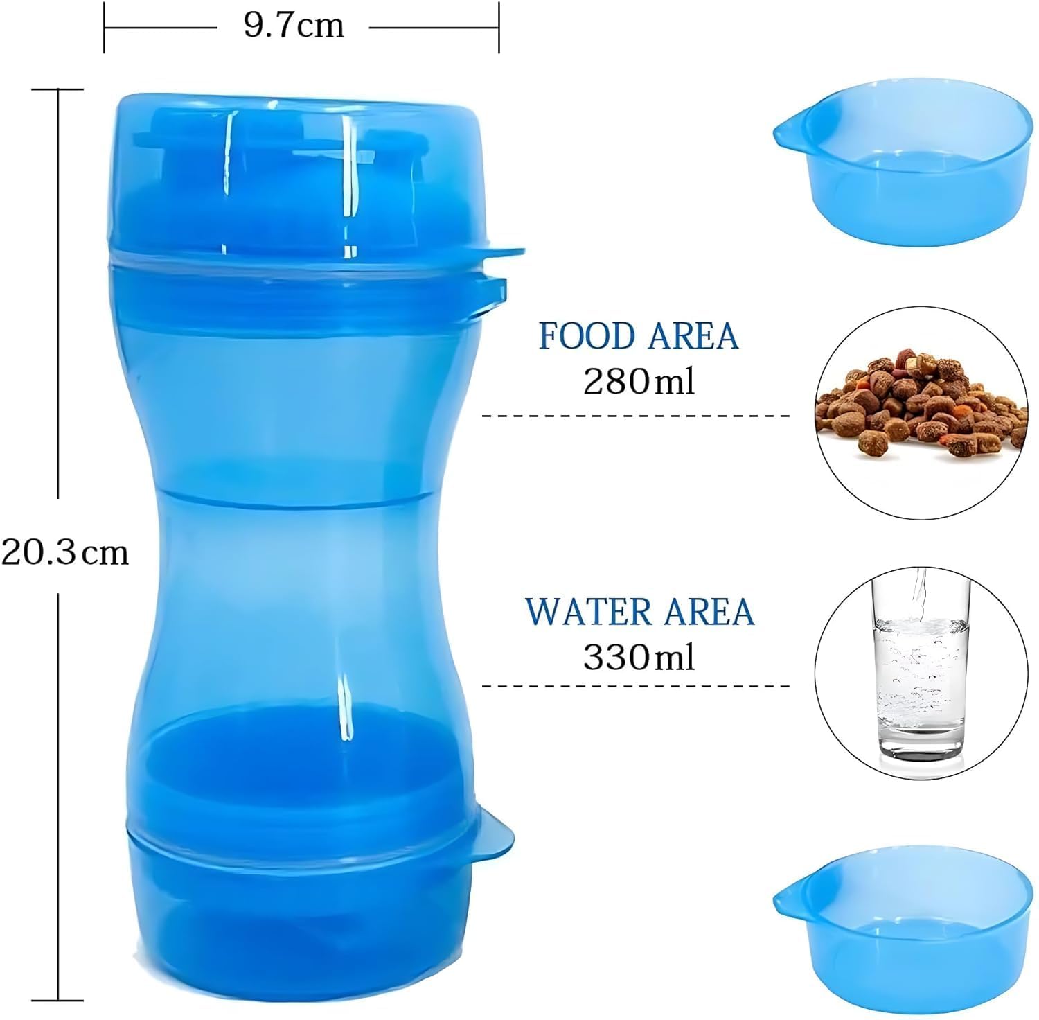 GLIVE (LABEL) Dog Cat Water Food Snack Dispenser Cup 2 in 1 Portable Dog Cat Water Food Snack Dispenser Cup Outdoor Feeding |Pet Supplies | Dog Supplies | Dishes, Feeders 1