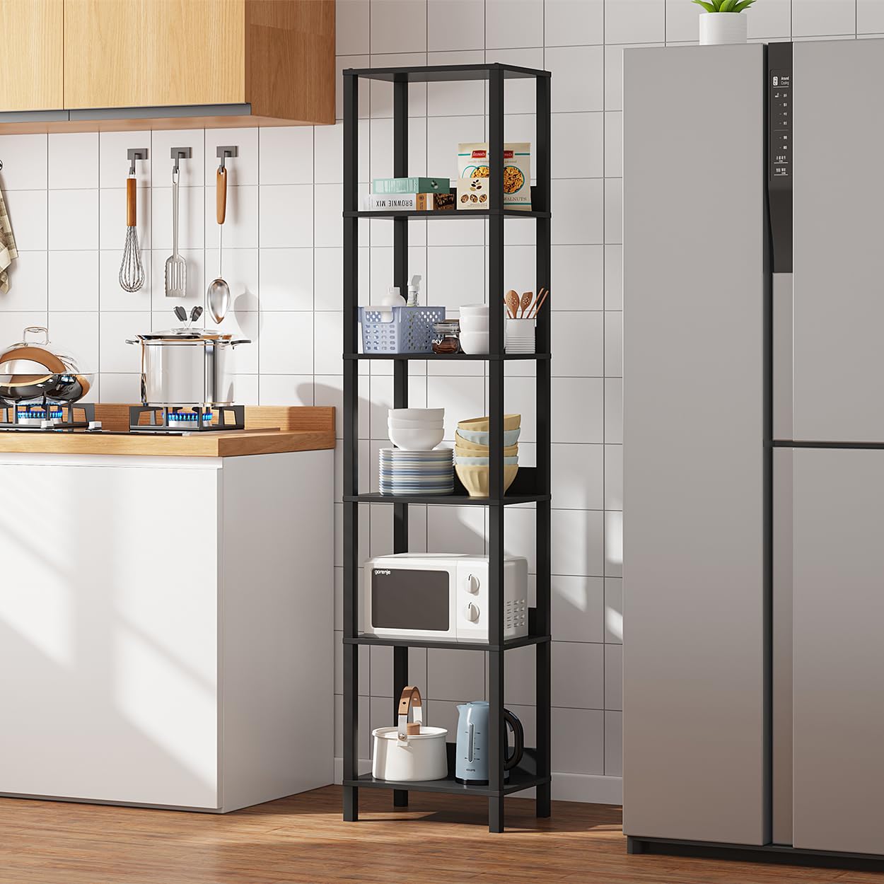 Étagère 6 Niveaux Blanche Avec Tiroirs - Rangement Moderne Pour Salon Ou Chambre