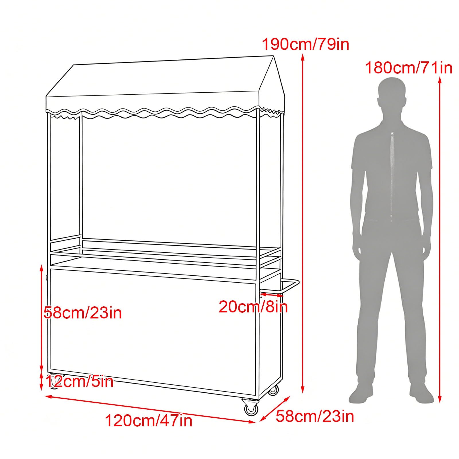 Carrello Venditore Portatile per Banco Mercato con Tettoia e Stand Espositivo per Mercato Agricolo e Rischio(Green,140cm/55in)