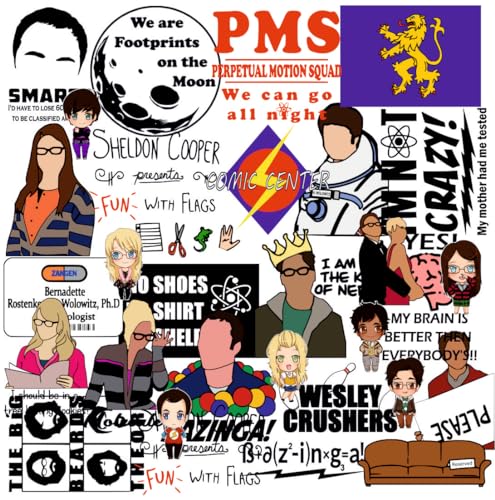Image of Zesta Aesthetic Stickers for Laptop /Waterproof Anime Decal for Books /Vinyl Sticker for Fridge /Easy to Use Korean Car Sticker Kawaii Cute Stickers (Big Bang Theory)