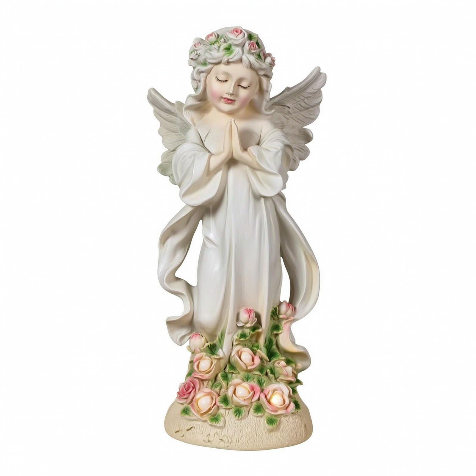 Statue Panneau Solaire | Finition Ivoire Élégante, Étanche, Lampe LED, pr Mariage