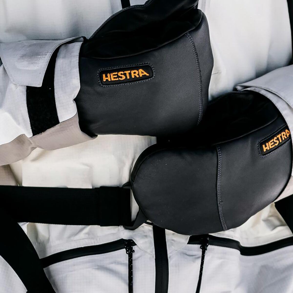 Army Leather Wool Terry Mitten, Grey, 6