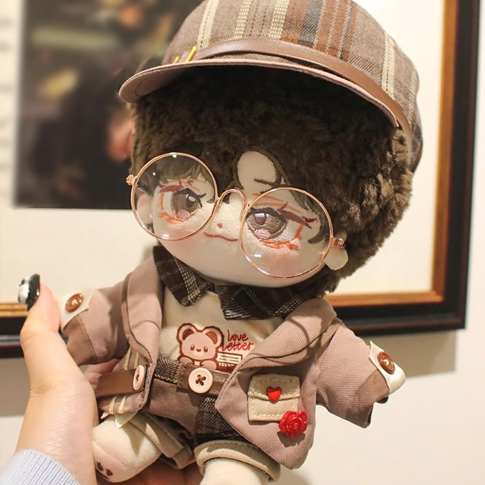 niannyyhouse 20cm Plush Doll Clothes Brown Headdress Hat Coat Sweatshirt Pants Skirt Shoes 8in Doll Dressup (B1)