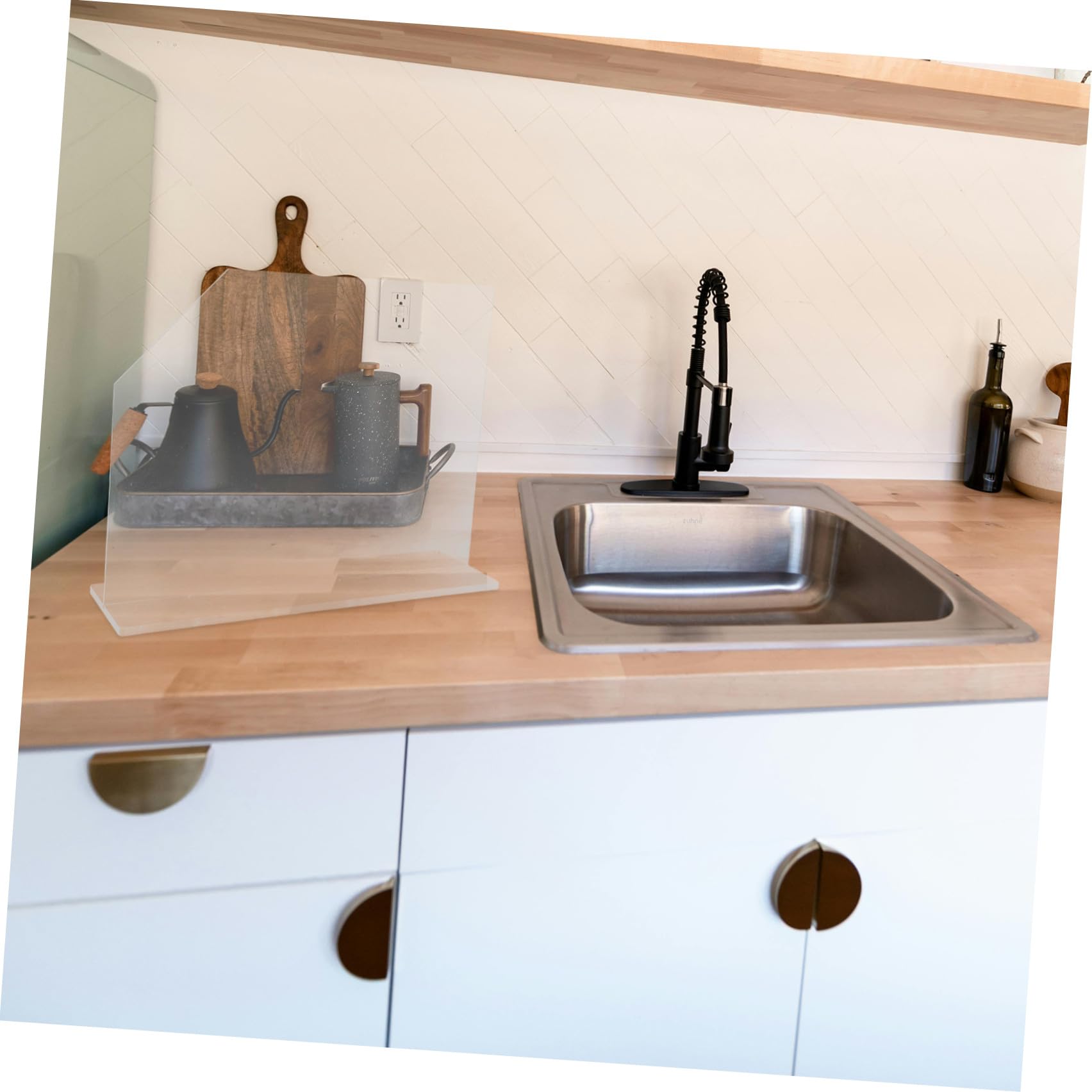 Paraschizzi per Lavello in Acrilico Trasparente Resistente all Acqua Protezione per Cucina e Bagno Facile da Pulire e Installare