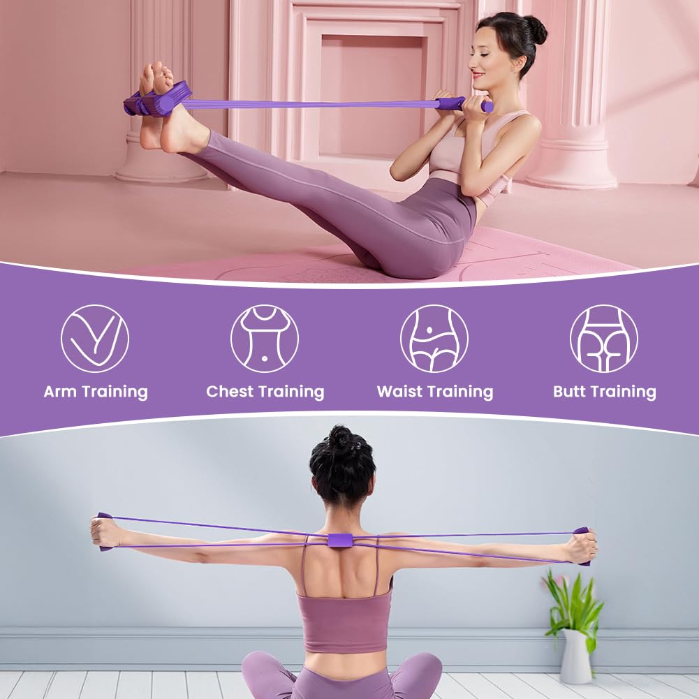Zestaw pierścieni do pilatesu, 15''/38cm Magic Circle z podwójnymi uchwytami, 6-częściowy zestaw niezbędnych akcesoriów do pilatesu zawierający lateksową taśmę oporową, piłkę do jogi, elastyczny