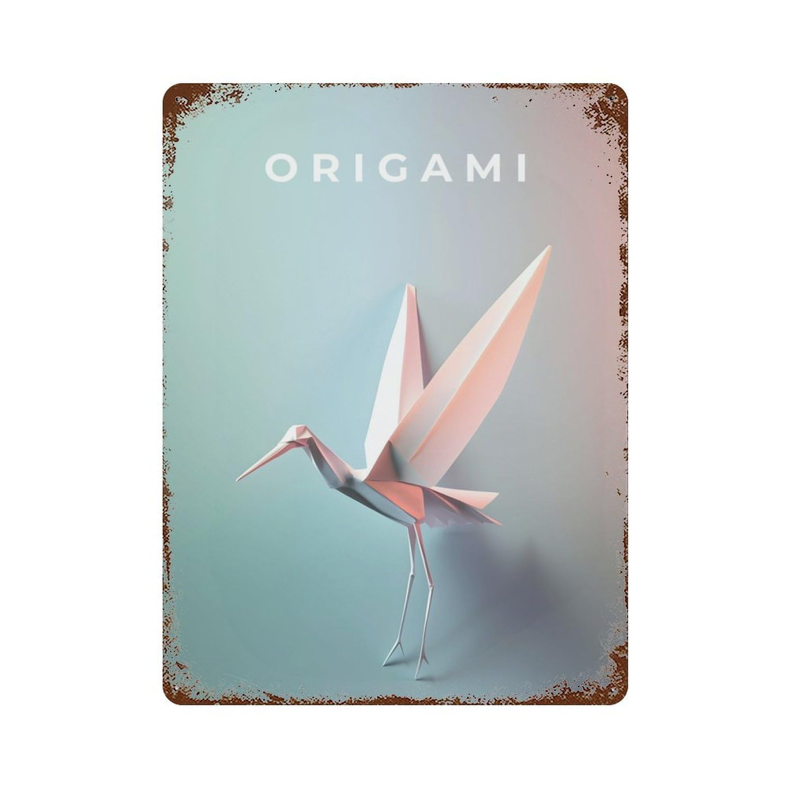 The Art Of Origami Vintage Rust Metal Sign 15.7"x11.8", for Pub, Kitchen And Man Cave Decor, Rustic Home Decor