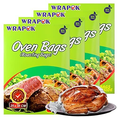 WRAPOK Bratbeutel Kochen Ofen Taschen Kleine - 32 Stück (43 x 55 cm) Für Mikrowellen die Türkei Huhn Fleisch Geflügel Fisch Meeresfrüchte Gemüse