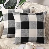 Coeufuedy Set of 2 Farmhouse Buffalo Check Plaid Throw Pillow Covers Fall Outdoor Square Pillows...