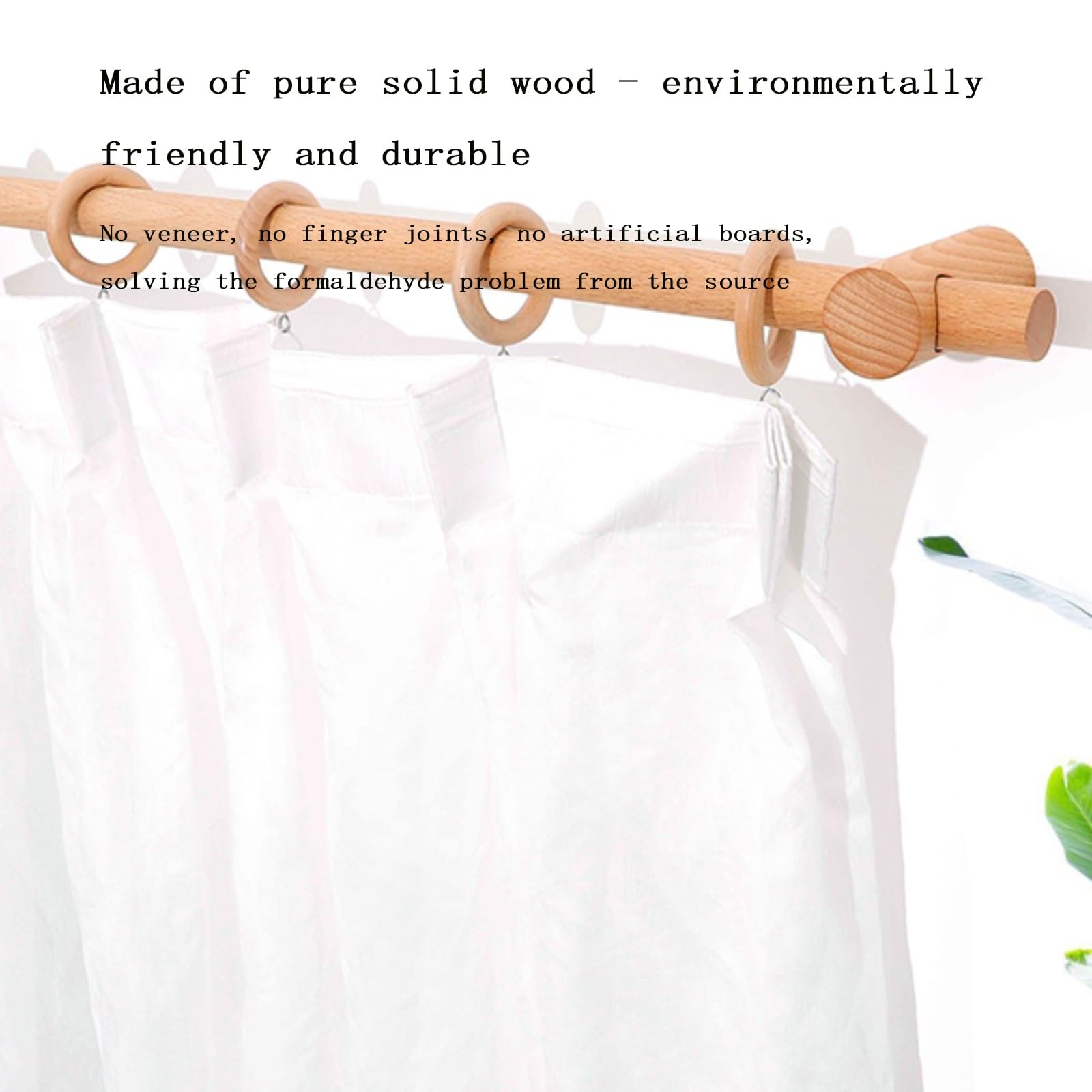 Tringle à Rideau Romaine en Bois Massif Naturel, Installation par Perforation, Installation latérale, Convient for Salon, Chambre et Balcon(120cm(47.2inch),Double Rod)