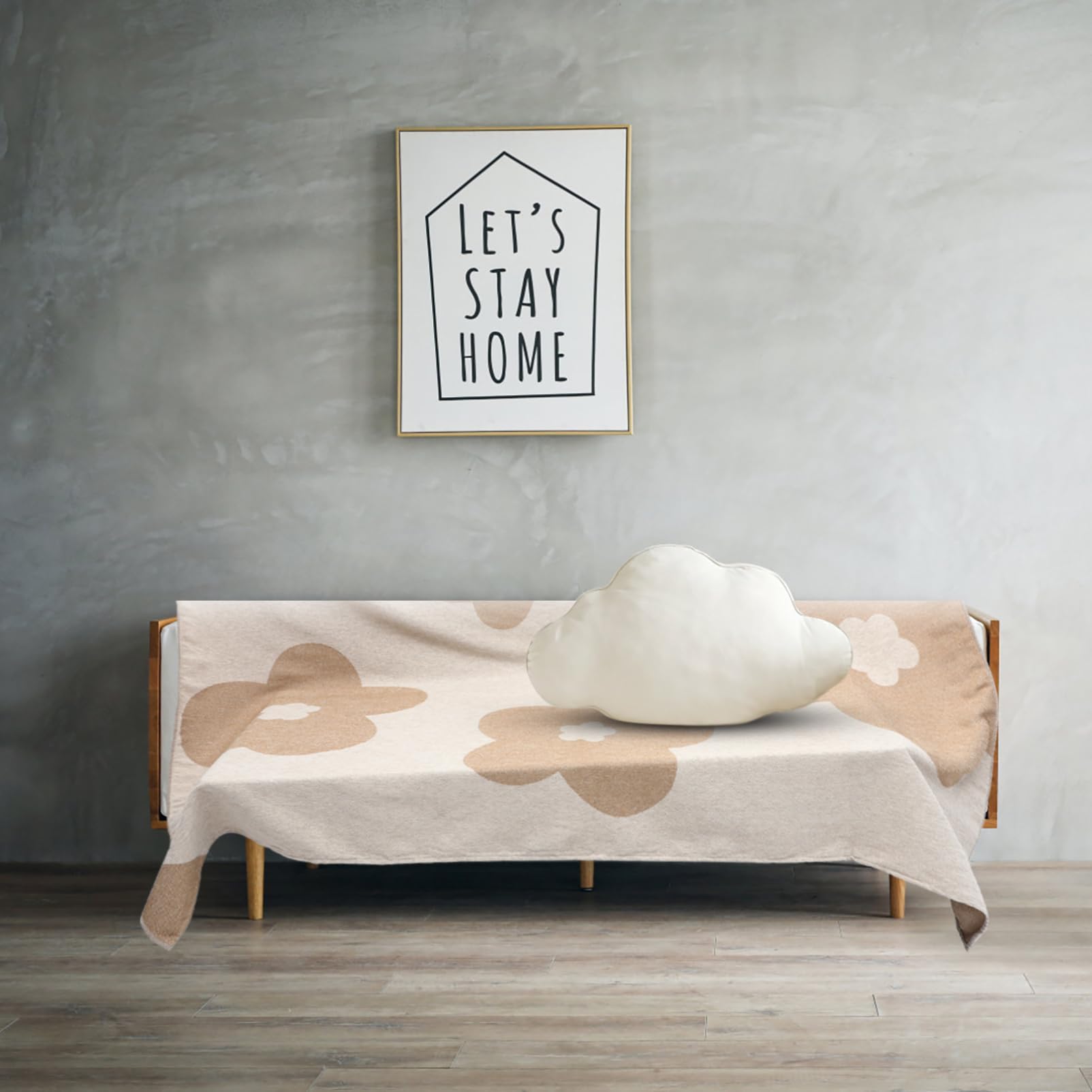 ibasenice Couverture de Canapé Beige en Fil Chenille, Légère et Résistante
