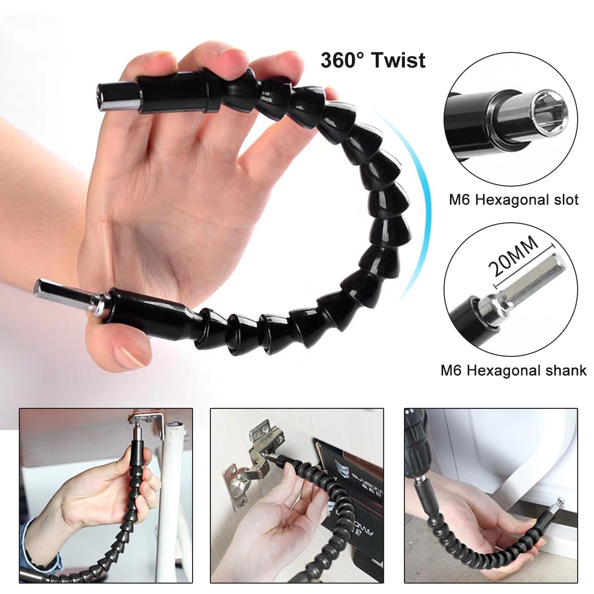 Kit Avvitatore Angolare 14 Pezzi - Prolunga Flessibile Per Trapano, Adattatore 105° E Punte Corte Magnetiche - Foto 5