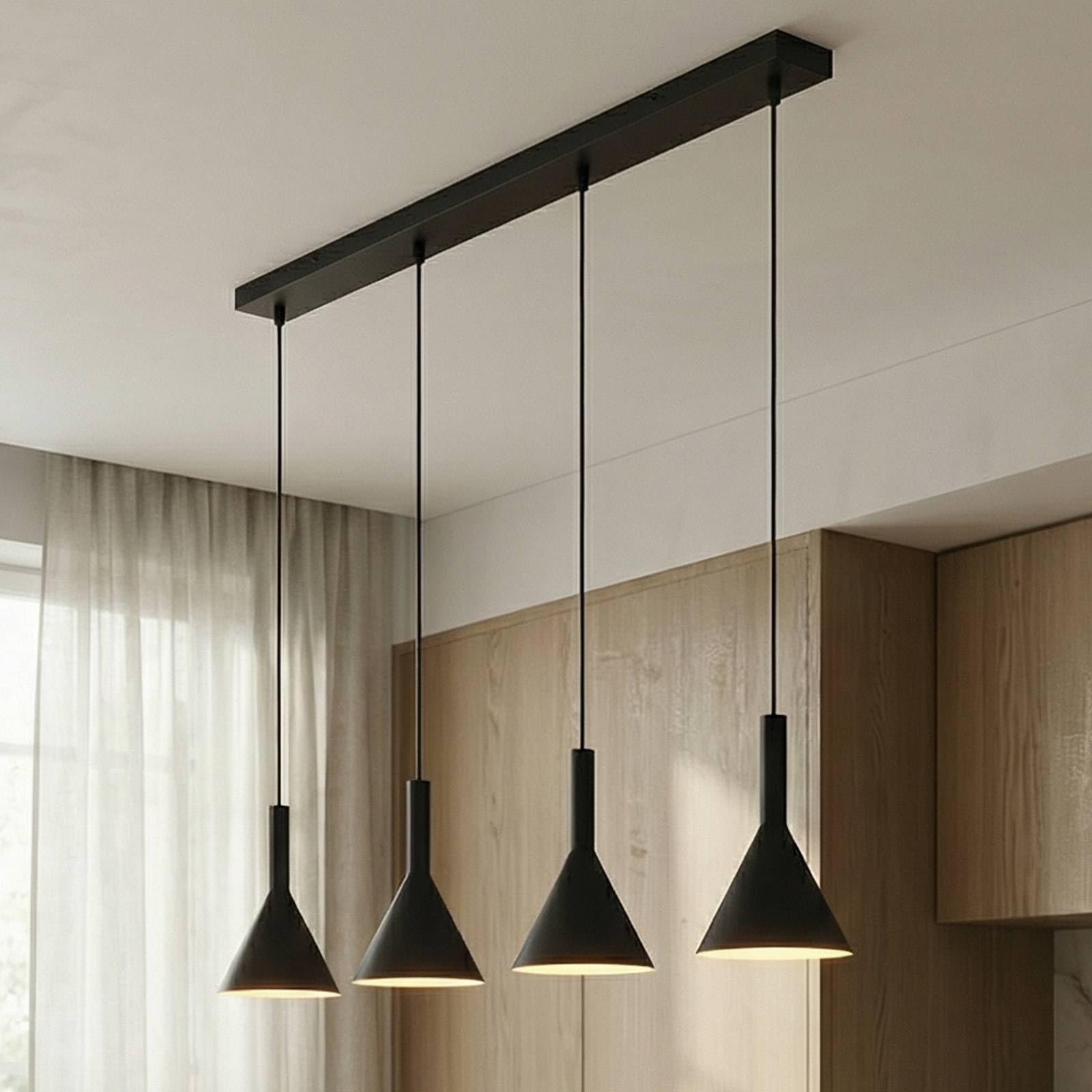 Arcchio Pendelleuchte Tadej (Modern) in Schwarz aus Metall (4 flammig, E27) - Deckenlampe Esstischlampe Hängelampe Hängeleuchte Wohnzimmerleuchte