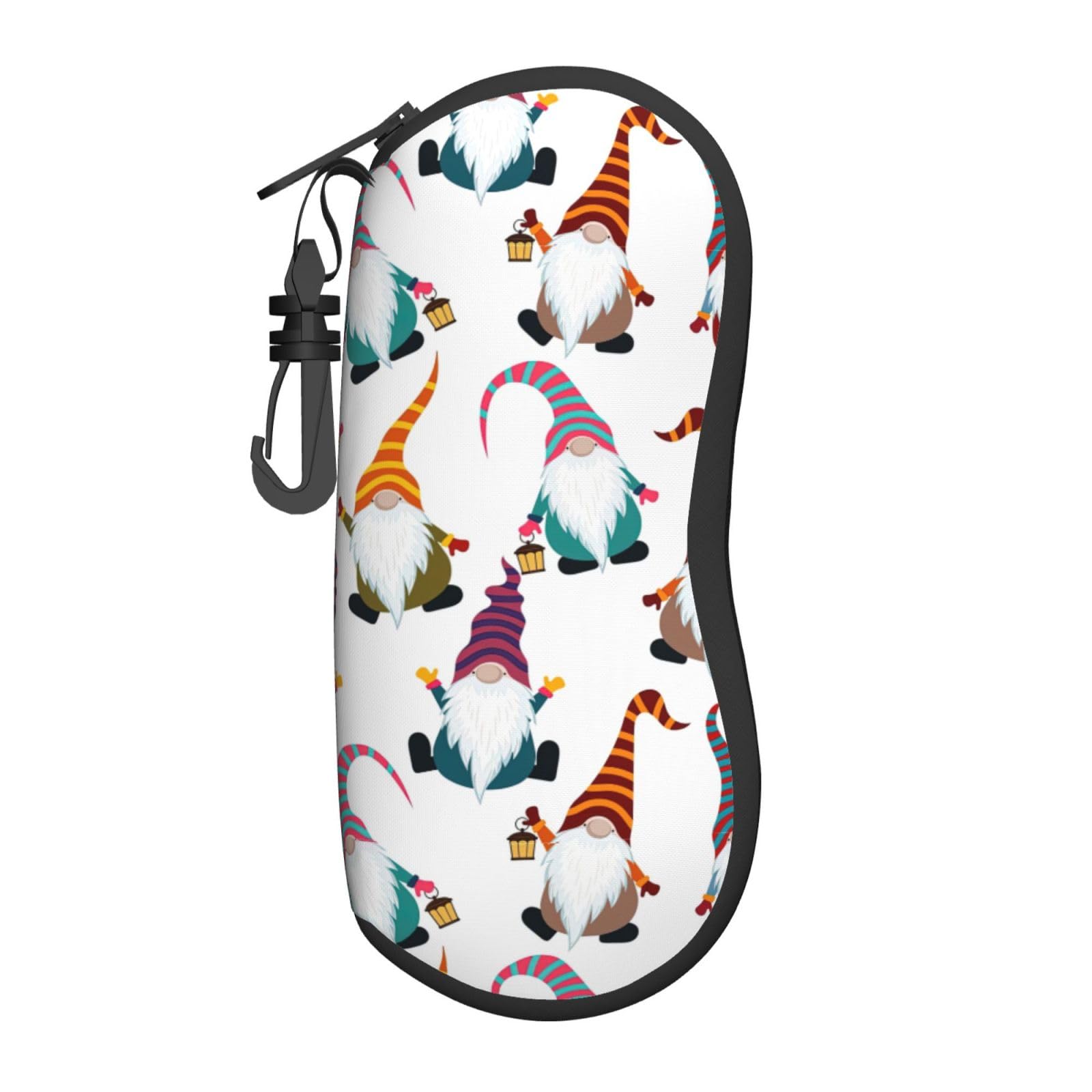 LimPac Xmas Funny Gnomes Print Soft Case Ultra Light Neoprene Glasses Case, Large Sunglasses Case, Zipper Seal