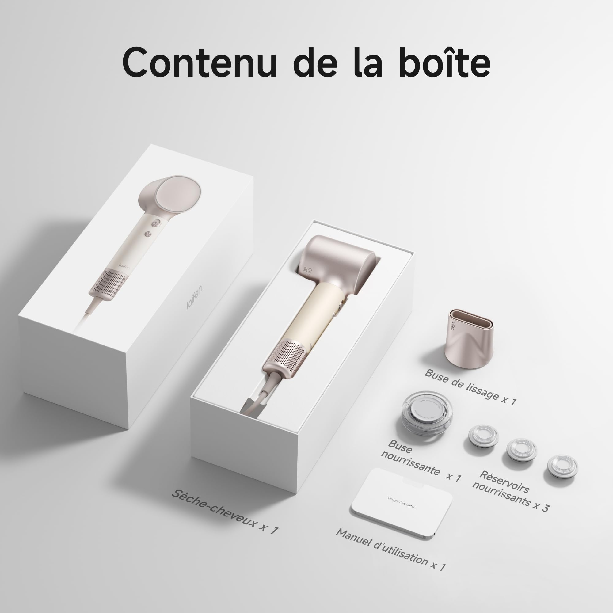 Laifen Neo Special Sèche Cheveux, Embout Mag. Soin et Lissage, Starlight | 110k tr/min, 200M ions nég., séchage 3min, 59dB, mode soin 58℃, contrôle temp. 100x/s.