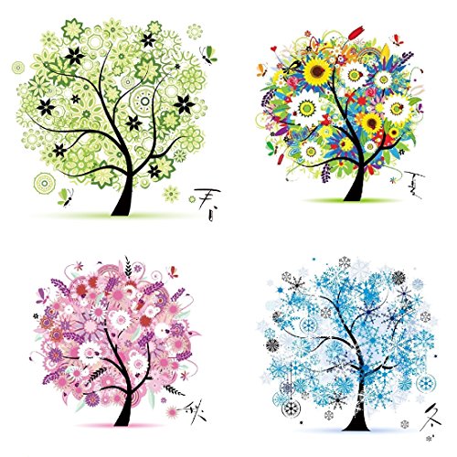 Proumhang Labellevie 4 Pcs DIY Kit Broderie Point De Croix 45cm x 45cm: Arbre de vie