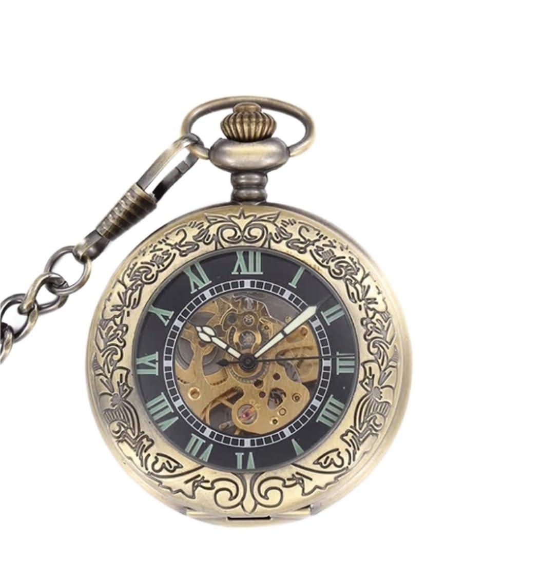 Zegarki Kieszonkowe Mechaniczny Zegarek Kieszonkowy Skeleton Luminous Zegarek Kieszonkowy Z Łańcuszkiem Prosty Retro Zegarki Kieszonkowe Męskie