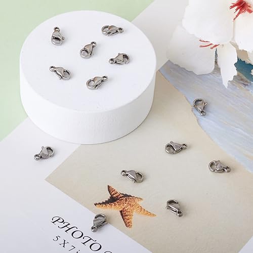 Vista 116 de Pandahall - 100 cierres de pinza de langosta de acero inoxidable, joyería de oro real de 24 quilates, cierre de langosta de 2 colores, cierre