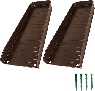 Gutter Downspout Splash Block,16.3"Drain Gutter Guard Diverter,Gutter Downspout Extensions for Water Drainage, Fixable Down Spout Drain Trays,Drainage to Protect House Foundations (2PC Brown)