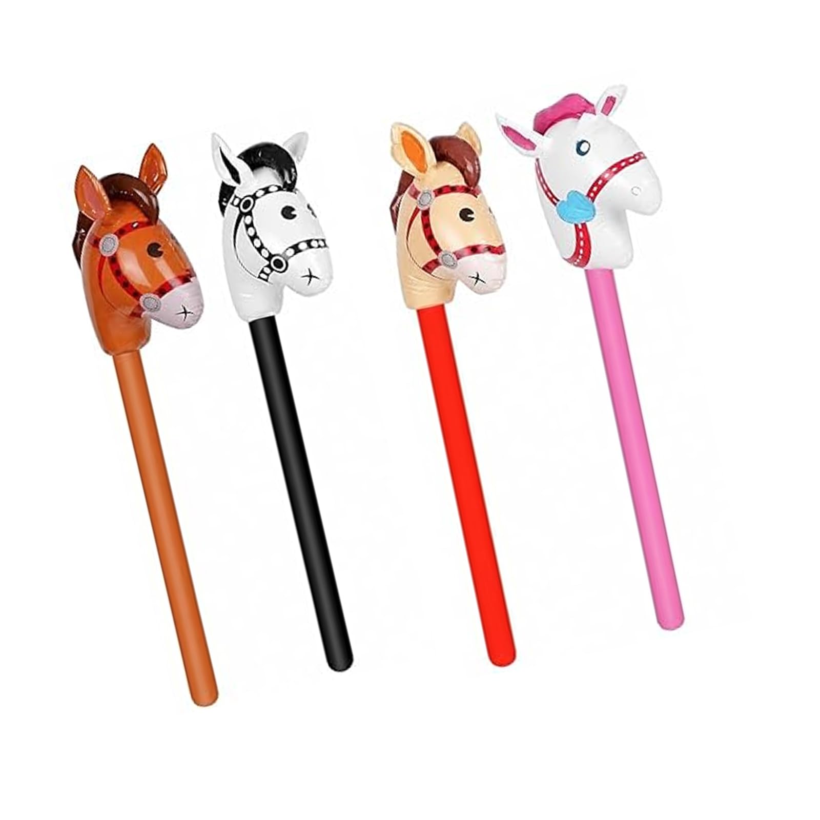 4PCS Inflatable Horse,Blow Up Horse Set, Inflatable Hobby Horse for Themed Events and Photo Booth Props