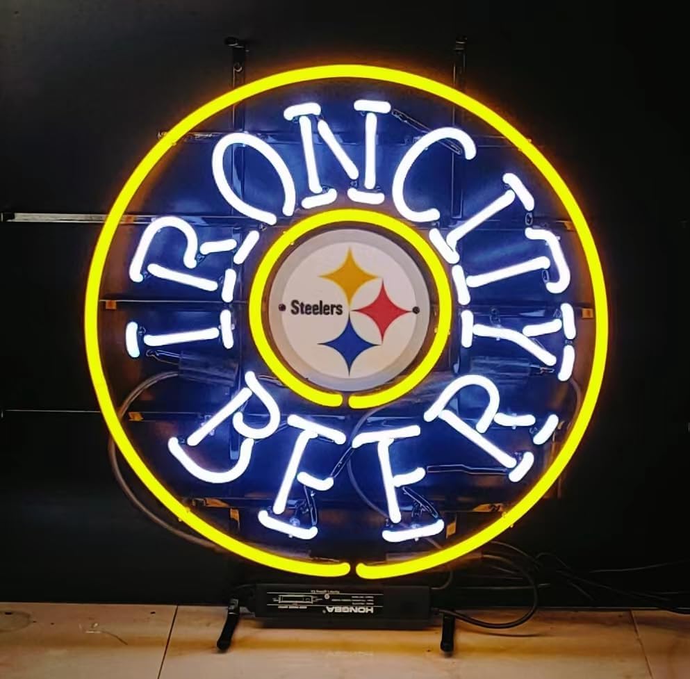 Miniatura 2 de Letreros de neón de bar de cerveza para dormitorio, compatibles con Iron City Beer Steeler, letreros de neón de vidrio para hotel, cafetería, cueva,