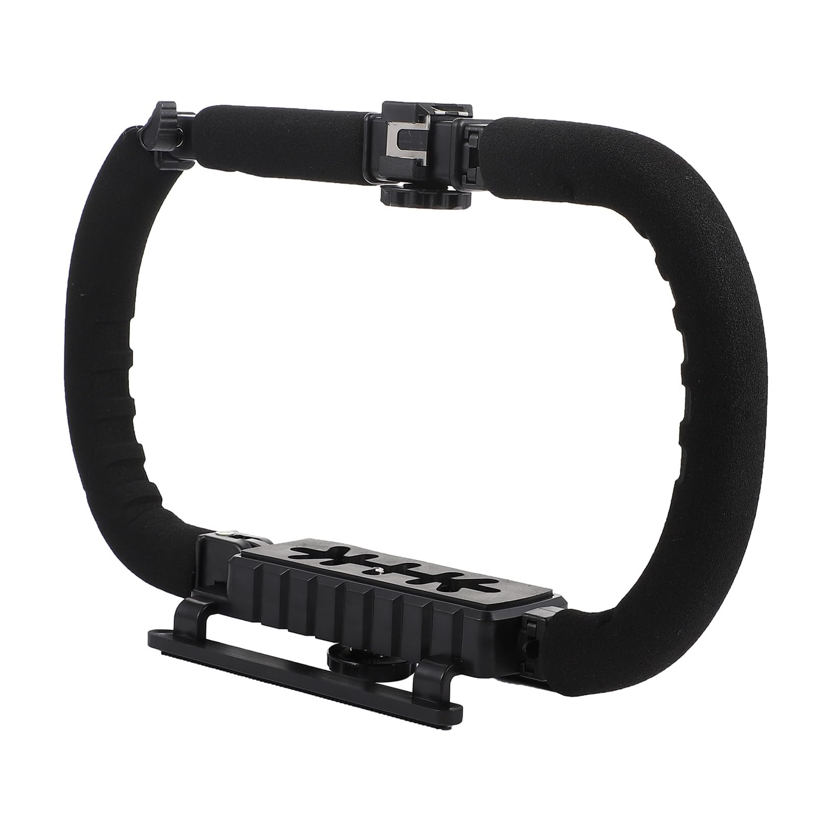Stabilizzatore Fotocamera Portatile Impugnatura Antiscivolo in Plastica e Metallo Supporto Ergonomico 3 Porte Slitta Fredda per Riprese Video Stabili