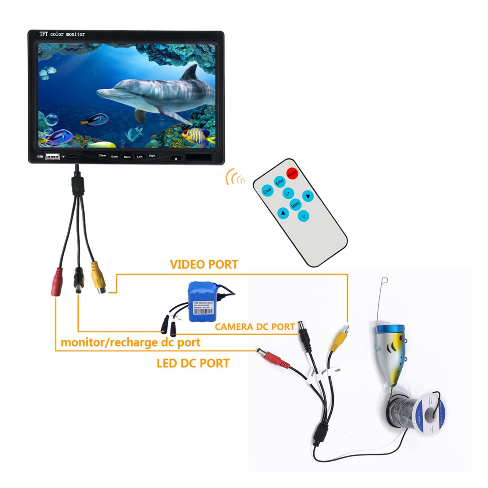 2. 0m / 30m 50m 7 '' Farbe digital LCD 1000TVL. Fischfinder HD-DVR. Recorder wasserdichte Angelvideo Unterwasser-Fischereikamera Multifunktion(SYF001MD-30M)