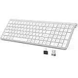 JOYACCESS Wireless Keyboard, Ergonomic,Dustproof,2.4G Slim and Compact Quiet Wireless Keyboard with Number Keypad for Windows, MacBook Pro/Air, Laptop, Desktop, PC-Sliver&White