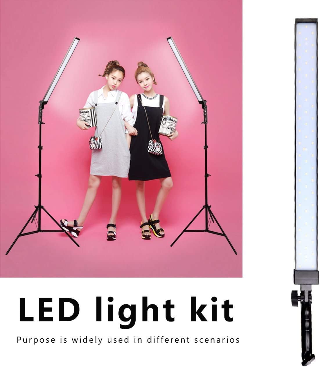 Photography Studio LED Lighting Kit Adjustable Light Professional Electrical Lights with Light Stand Tripod Photographic Video Capture Portraits