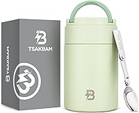 Vista 10 de Termo para alimentos calientes, recipiente de alimentos aislado de boca ancha de 17 onzas con cuchara y asa, lonchera caliente de acero inoxidable