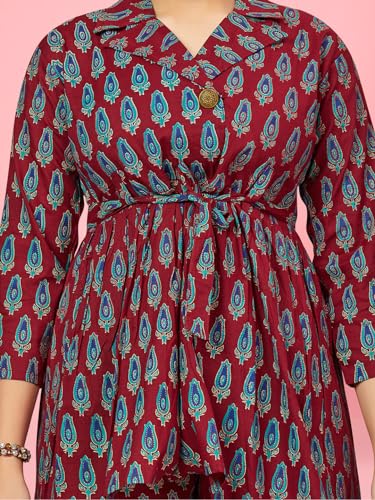 Image of Aarika Girls Blue Colour Cotton Blend Printed Co-ord Set