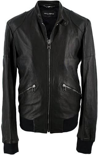 Dolce & Gabbana Chaqueta de motoquero de cuero negro de segunda mano