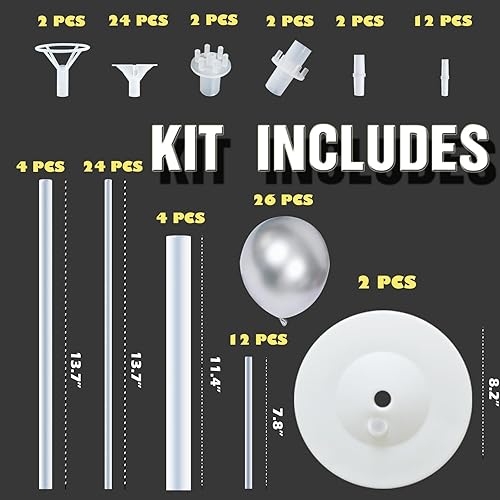 Miniatura 34 de Kit de columna de globos para piso, juego de 2, decoración de fondo de torre de globos con soporte, base y poste para bodas, baby shower, fiesta