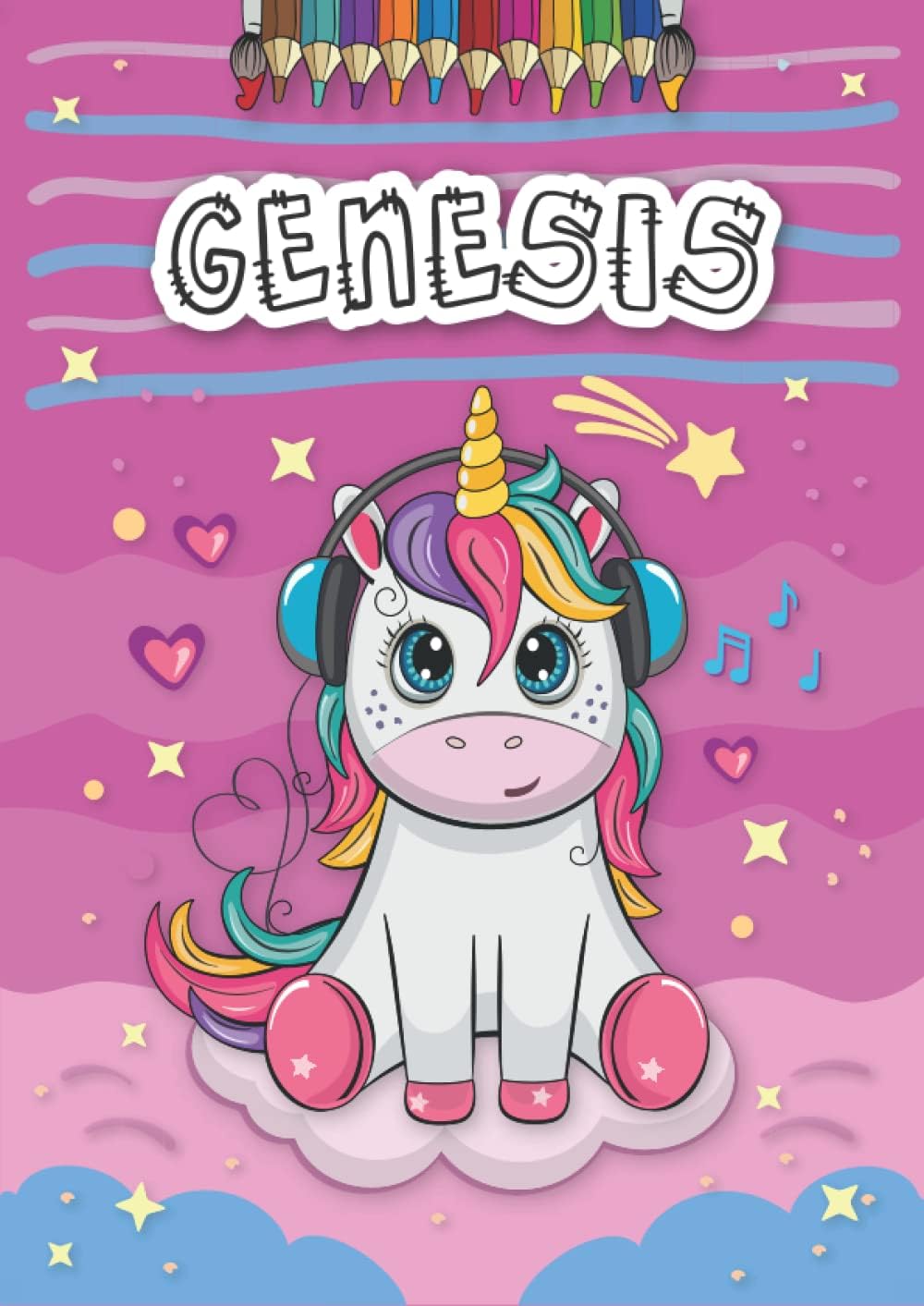 Genesis: Personalized Coloring Book for Genesis | Theme: Unicorn | Birthday gift for girl, daughter ... | Ages: 4-8 | 25 unicorn designs with name Genesis, Large size A4 (ca. 8.5 x 11 inches)