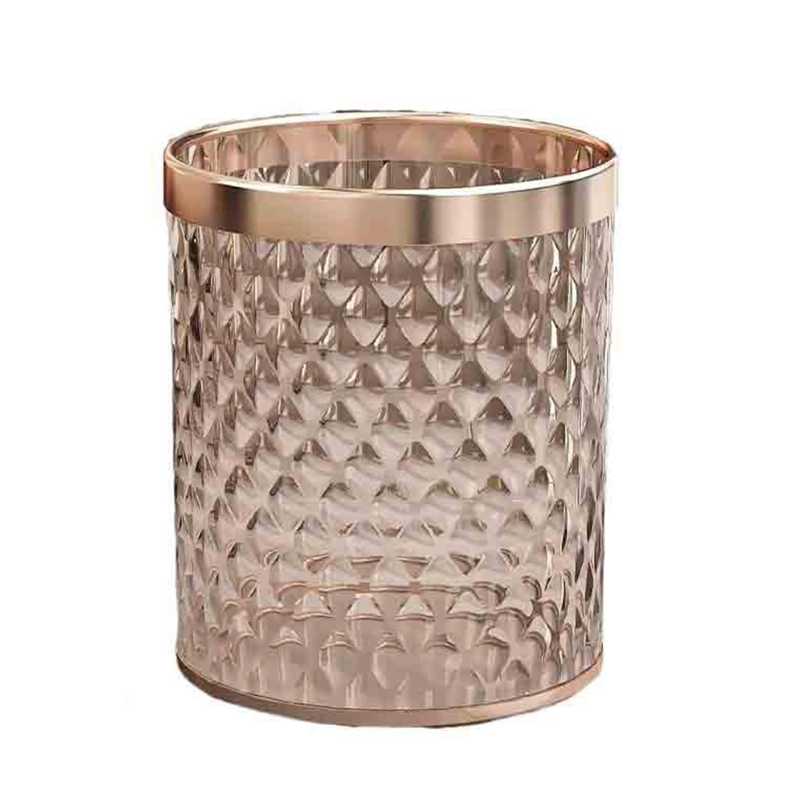 ZYYANSHOP Trash Cans Transparent Rippled Trash Can For Home Living Room Bedroom Office Hotel And Guesthouse Wastebasket Garbage(Gold)