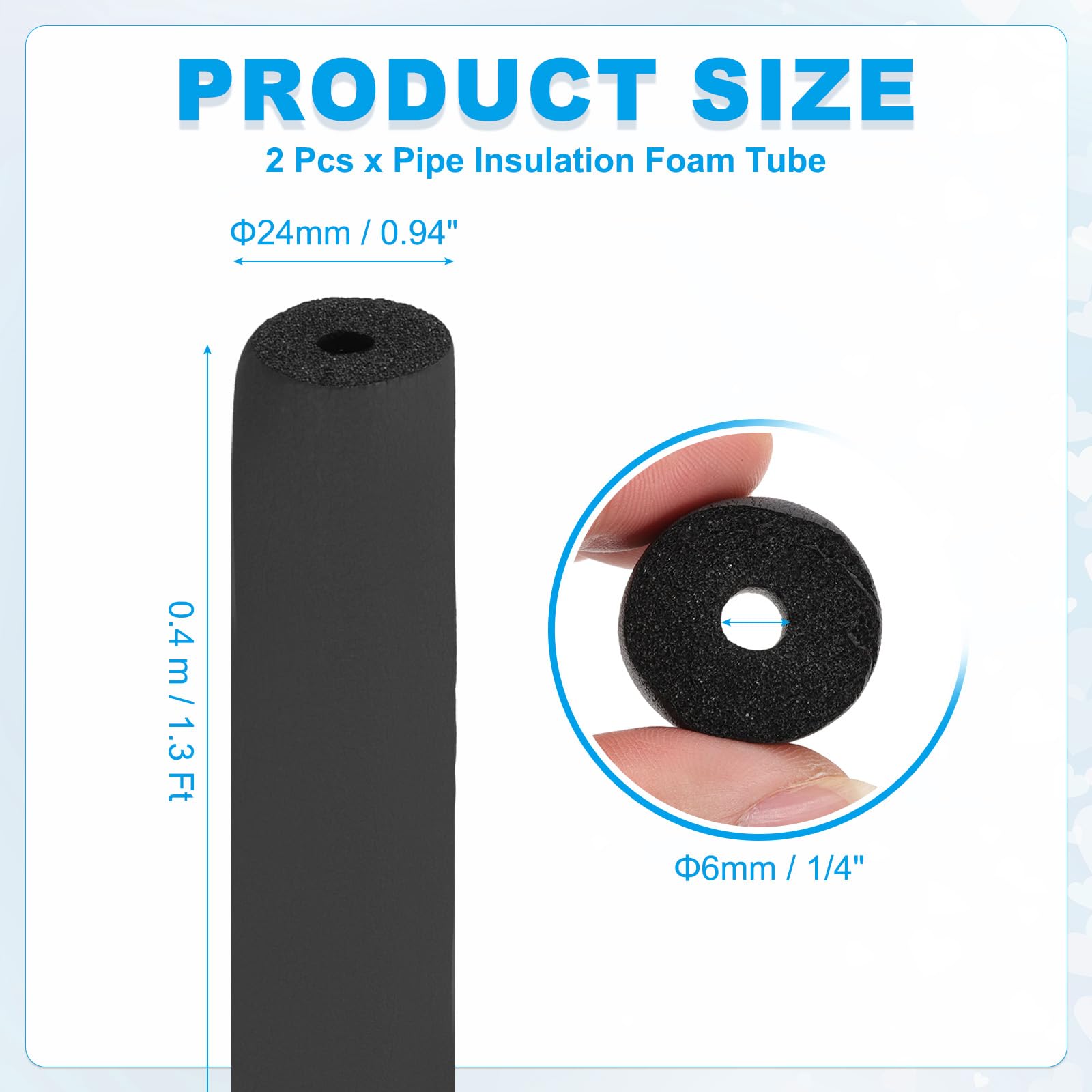 PATIKIL 1/4" (6mm) ID x 1.3Ft x 0.35" Pipe Insulation Foam Tube - Image 2
