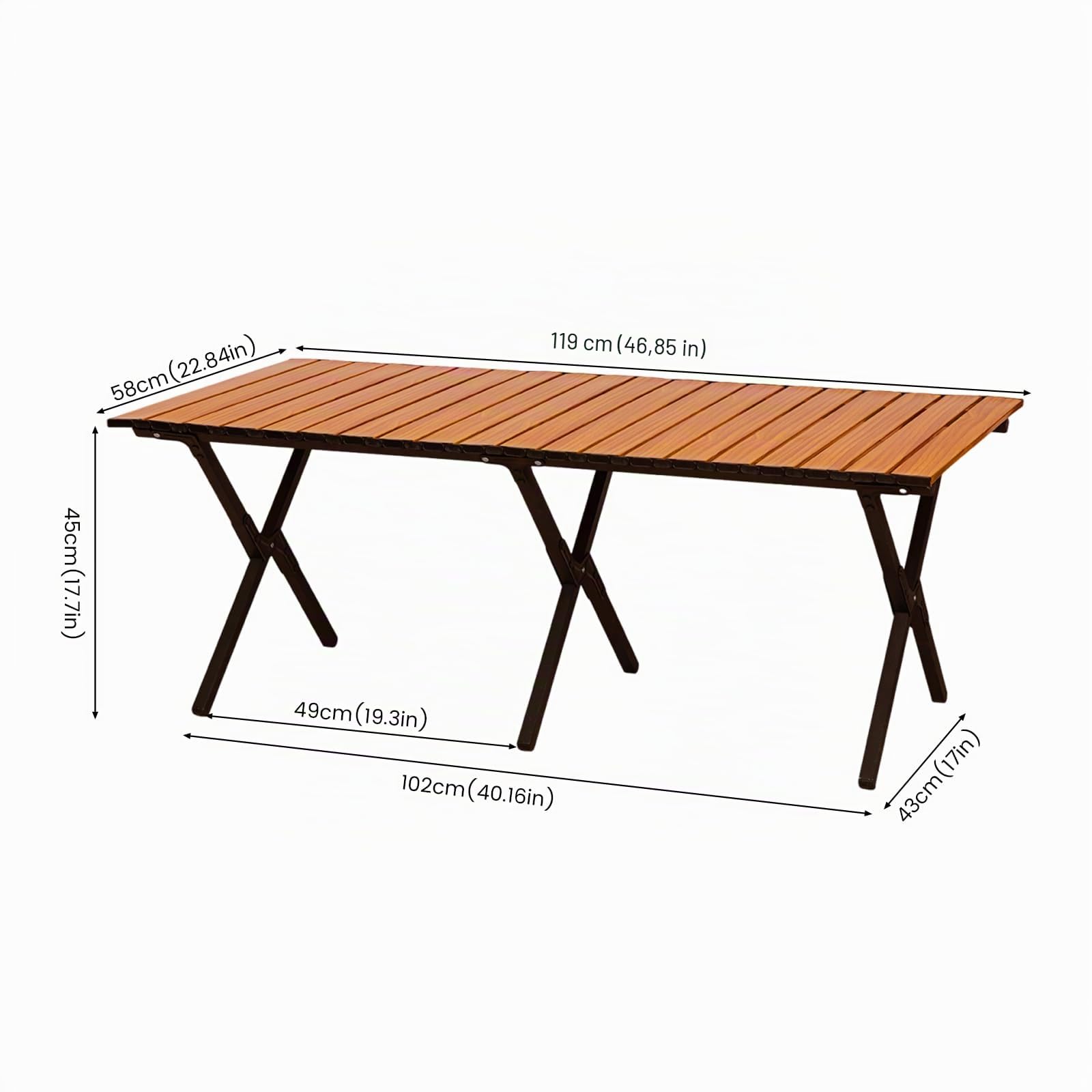 Table de Camping Pliante 119 x 58 cm, Table Pliante Portable, Sac de Rangement Inclus, Facile à Transporter pour 6 à 8 Personnes, Pique-Nique, Voyage, Jardin, terrasse - Brun