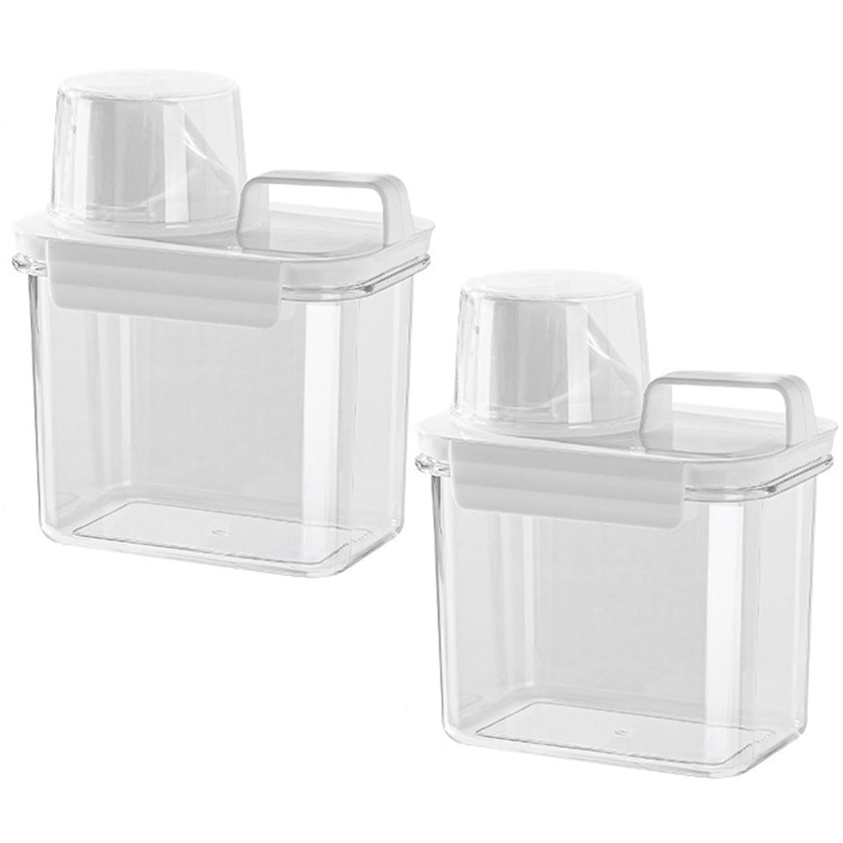 Ameble Liquid Laundry Detergent Dispenser - 2 Pack 1100ml Detergent Container with Airtight Seal & Measuring Cup Lid, Transparent Laundry Soap Dispenser for Home Organization