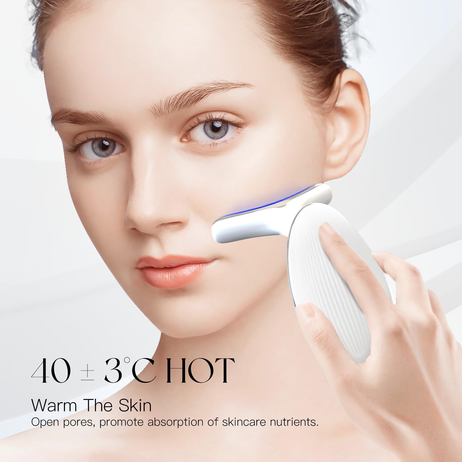 Face Massager Against Wrinkles, Face Beauty Device with 3 Modes, 45°C V Face Beauty Meter Face Device for Skin Tightening & Lifting EMS Face Massage for Women V Shape Face Device (Paquete de 1)