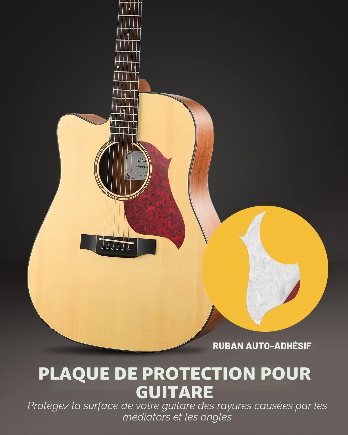 Donner Guitare Acoustique Gaucher 4/4 Adultes Guitare Folk Debutant Cutaway 6 Cordes en Epicéa et Acajou Avec Housse Tuner Capo(DAG-1CL)
