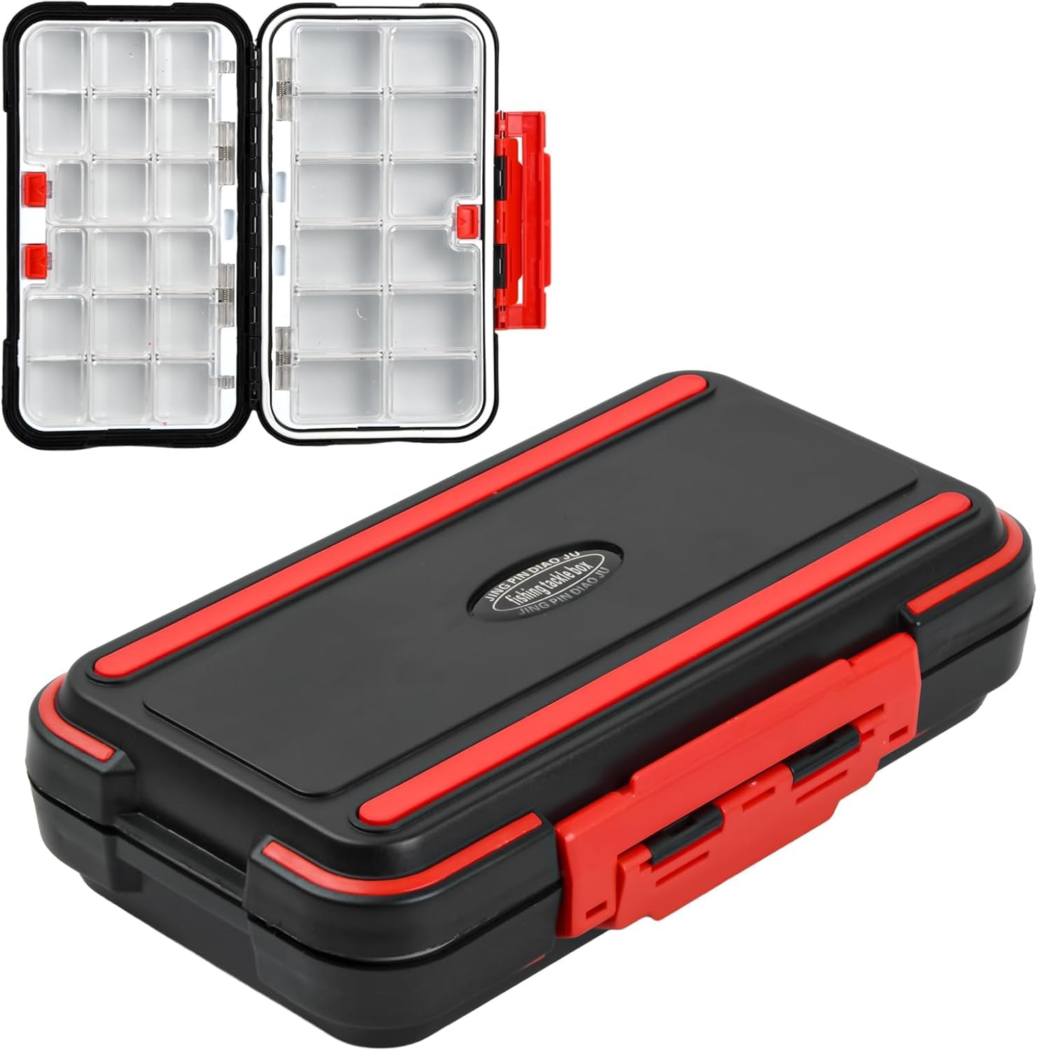 Fishing Tackle Box, ABS Waterproof Fishing Storage Box, Small Compact Lure Storage with 30 Removable Compartments for Hooks, Baits, Beads and Small Tools-image-30